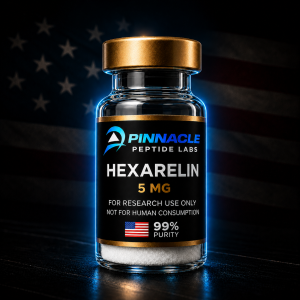 Hexarelin 5mg research vial from Pinnacle Peptide Labs