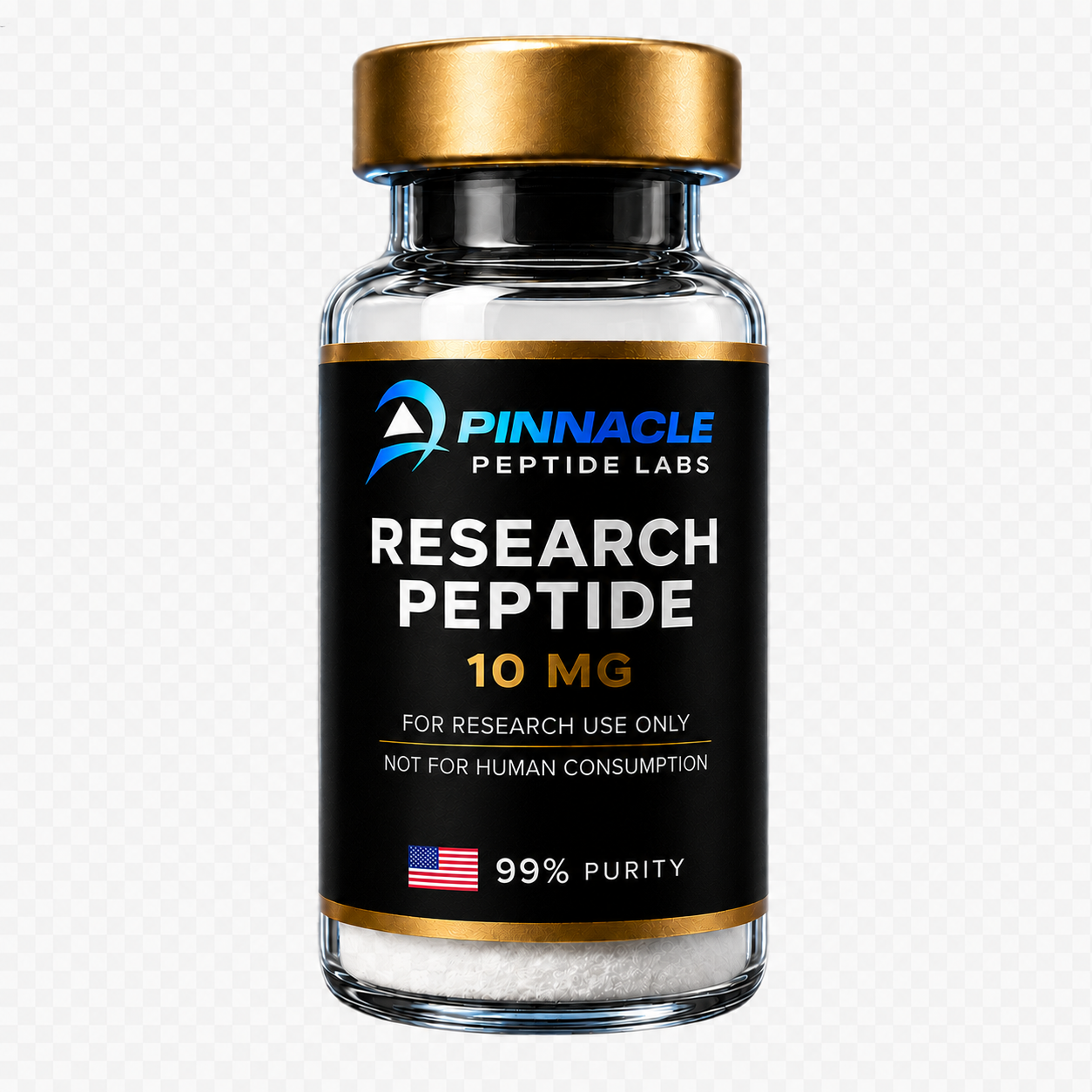 Pinnacle Peptide Labs generic research peptide vial 10mg with 99% purity