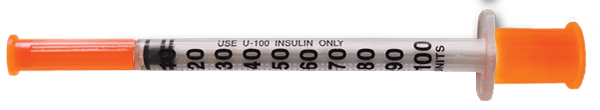 1.0 mL U-100 syringe with 100 units