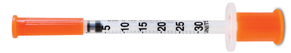 0.3 mL U-100 syringe with 30 units