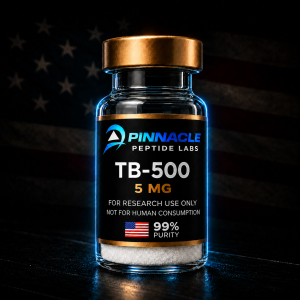 TB-500 5mg lyophilized research peptide vial from Pinnacle Peptide Labs
